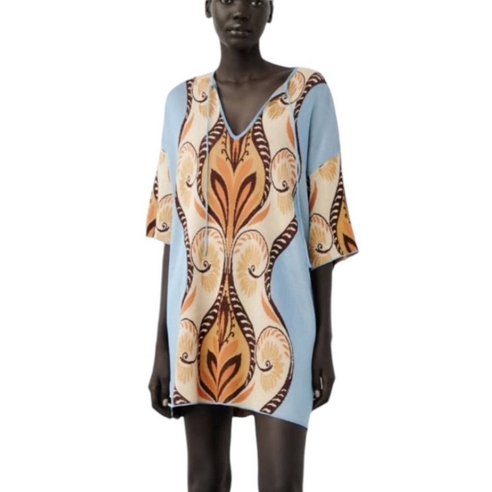 Zara jacquard knit tunic dress in Sz M